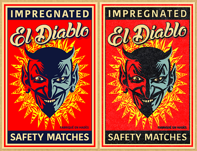 El Diablo Safety Matches Label app branding design graphic illustration illustrator logo matchbox label peadro print retro typography vector web