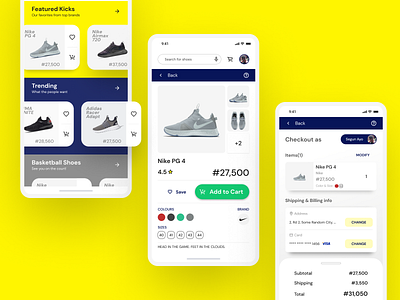 Sneaker E-Commerce App cart ecommerce homepage sneakers yellow