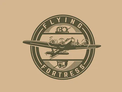 The Flying Fortress airplane america bomber illistrator illustration logo tshirt art