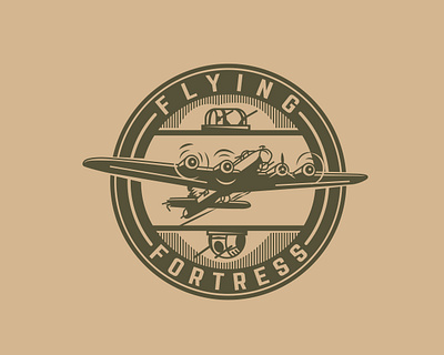 The Flying Fortress airplane america bomber illistrator illustration logo tshirt art