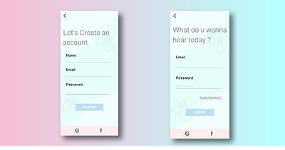 Log In and Regiser UI app design ui