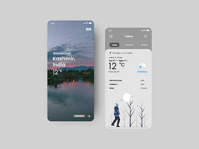 Weather App UI Concept adobe adobe xd india kashmir temperature ui ux uxdesign weather weather app weather forecast