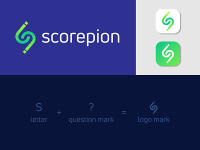 Scorepion APP Logo app logo brand identity branding and identity branding design branding logo creative logo icon letter mark logo design logo mark modern logo question mark logo score score logo typography