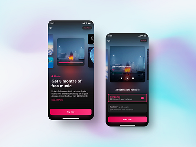 Apple Music Interactive Subscription app apple clean color dark mode ios music subscription typography ui uidesign uiux ux