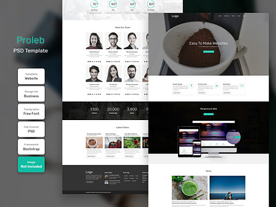 Proleb Business Homepage PSD Web Template business design digital landing landing page marketing page template web web design web template website