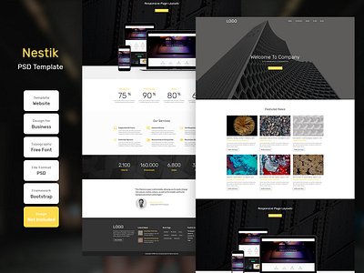 Nestik Business Homepage PSD Web Template business design digital landing landing page marketing page template web web design web template website