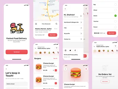 Food Delivery App app design application burger clean cook dashboard delivery delivery app fastfood food food app food ordering app ios mobile design mobile ui pizza product restaurant service