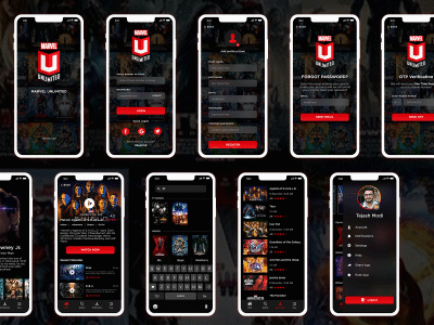 MARVEL UNLIMITED App Concept app concept app design app designer app ui app ui design daily ui dailyui dailyuichallenge design design app download illustration ios login login screen marvel movie app signup ui ux video app