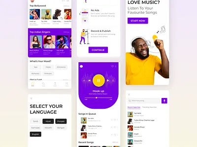 Music App Design adobexd illustrations minimal design mobile application music music app music app ui music application ui design ui designs ux design webdesign