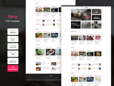 Beha News Homepage PSD Web Template banner business design digital education layout marketing modern template web web design website