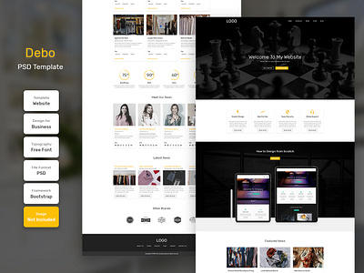 Debo Business Homepage PSD Web Template banner business design digital education layout marketing modern template web web design website
