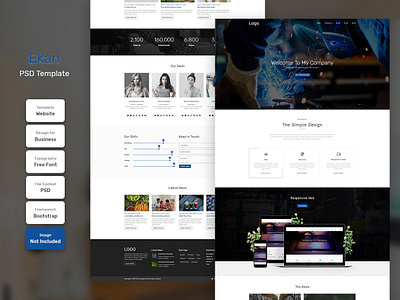 Ekan Business Homepage PSD Web Template banner business design digital education layout marketing modern template web web design website