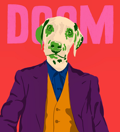 Doom art bright bright colours design dog illustration doodle illustration portrait portrait art portrait design sketch