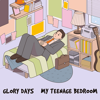 Teenage Bedroom adobe illustrator adult character character illustration digital growing up illustration mood nostalgic