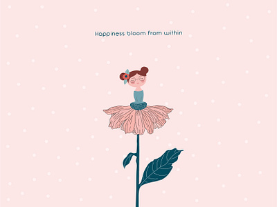 Happiness bloom from within design drawing flower flower illustration girl girl illustration illustration pink