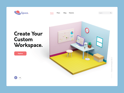 Workspace Booking 3d blender interior workspace