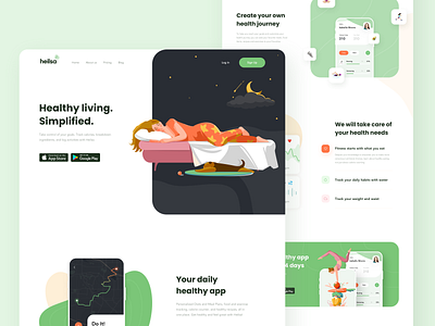 Heilsa web product page design button design green health illustration illustrations landing landing design landingpage mobile product design product page ui ux web web design website website design