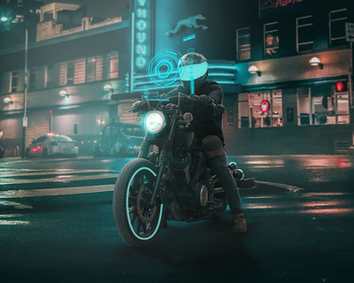 Neon Biker branding design digital art digitalart graphic design illustration photo manipulation photomanipulation photoshop photoshop art photoshop manipulation