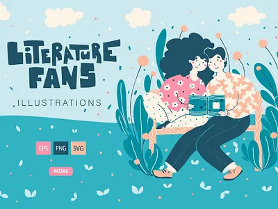 Literature Fans - Cute Illustration agency application concept cute cute illustration design development graphic graphic design illustraion illustration illustration art illustration design illustrations illustrator presentation project projects web design website