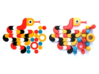 Snake (flat + 3D) 2d 3d 3d art animal bright cinema 4d colors design flat geometric graphic design icon minimal realistic render shape snake vector visual visual design