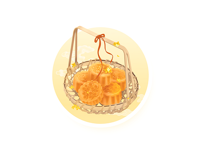 Moon cake design flat icon illustration ui