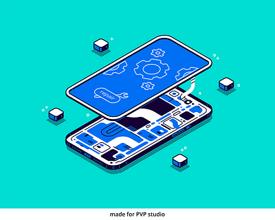 Phone repair 2d art creative design drawing fineart illust illustration isometric painting vector