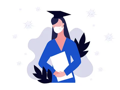 Pandemic education covid illustration mask minimal student vector