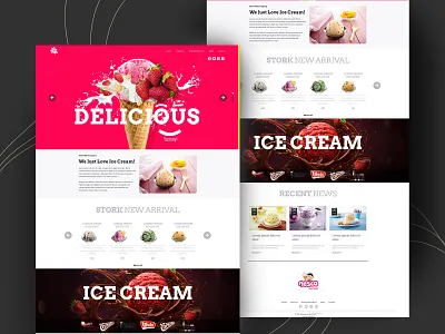 Ice Cream Food landing page Website design app converter food food app foodwebsite htmltemplate ice icecream landing page design landingpage psd to html shop templatedesign uiux webdesigner website design