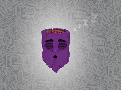 Voodoo sleeping mask illustration branding character character design characterdesign design emotion illustration magic mask sleep tiki mask violet voodoo