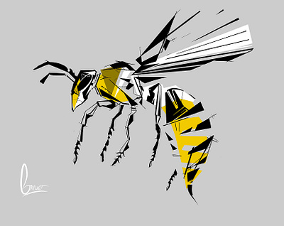 Wasp abstract construct design drawing dynamic flat graphic design illustration painting sketch