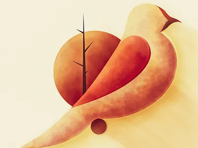 Harvest Moon birds color design illustration vector