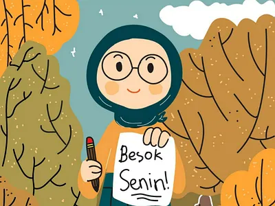 Senin color cute illustration moeslem work