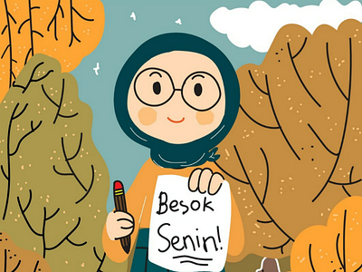 Senin color cute illustration moeslem work