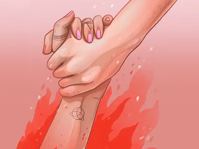 Thank you digital illustration digitalart drawing fire hands help illustration procreate