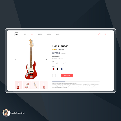 product page design ecommerce guitar instrument landingpage minimal music product page ui ux webiste