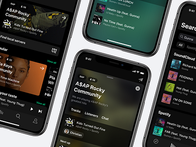 SoundSquad - Social Music Player app app design community design mobile mobile app music music app music player music player ui musician server social music app ui uidesign ux