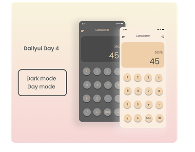 Calculator App design calculator dailui4 dailyuiday4 darkmode daymode designoob iphonexs mobile screens simple uiux ux