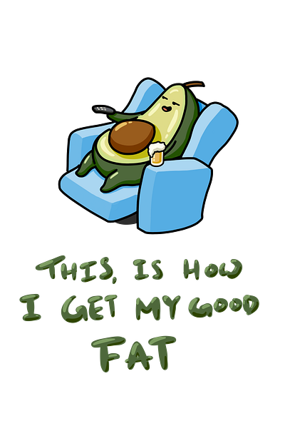 Good Fat avocado beer couch couch potato cute funny illustration lazy