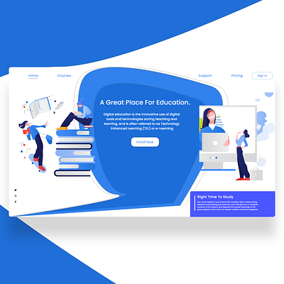 Education Web UI Design adobexd blue education illustraion ui ui design ux websitedesign webui
