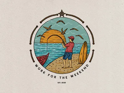 fishing badge vintage hand drawn design illustration aloha art badge badge logo badges design drawing fishing fishing t shirt design graphic design illustration illustrator retro shirtdesign tropical vector vintage vintage badge vintage design vintage logo