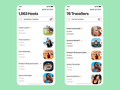 Tribevibe Hosts and Travellers accomodation community exploration green hosting hosts iphone app journey list mobile app mobile design mobile first mobile ux organic people social media social network travel app travelers trips