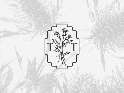 Threads & Thistles black white blackandwhite botanical botanical logo boutique boutique logo branding elegant feminine femme flowers gamer gamergirl gaming illustraion logo design simple thistles