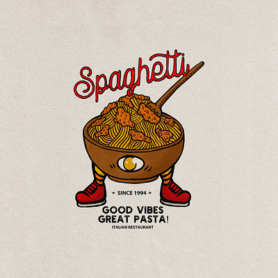spaghetti badge vintage hand drawn design illustration aloha art badge badge logo design goodvibes graphic design hawaiian illustration illustrator palmtree retro design retro logo spaghetti tropical vector vintage vintage badge vintage design vintage logo