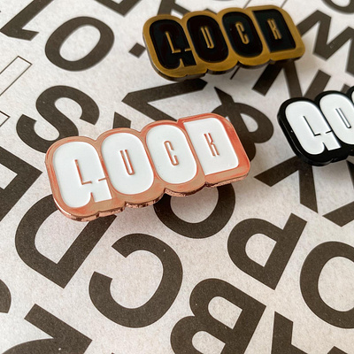 Good Luck 2.0 enamel pin good luck good luck pin lettering merch pencil pushers pins type typography