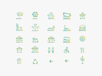 Parque Rodó-Icon set amusement park brand branding design games iconography illustration park