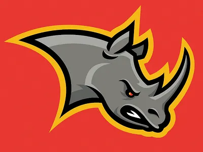 Rhino Team Mascot Logo animal branding esports logo logo logo design rhino sports branding sports design sports logo