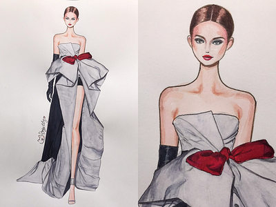 valentino❤️ fashion fashionart fashionillustration fashionmodel fashionsketch fashionweek handdraw illustration pfw run way water color