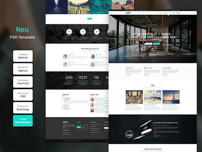 Neu Agency Homepage PSD Web Template banner business design digital education layout marketing modern template web web design website