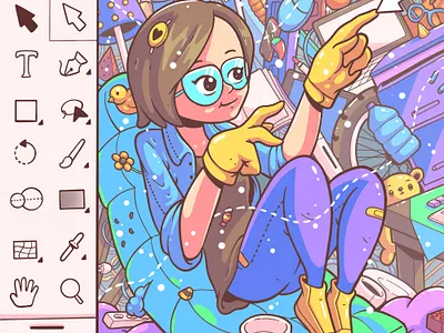 Work from Home character cute doodle graphic illustration