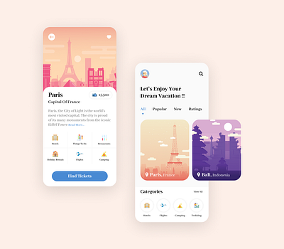 Travel Mobile App UI Mockup Design app design graphic design illustration mobile aap ui mobile ui ui ux vector